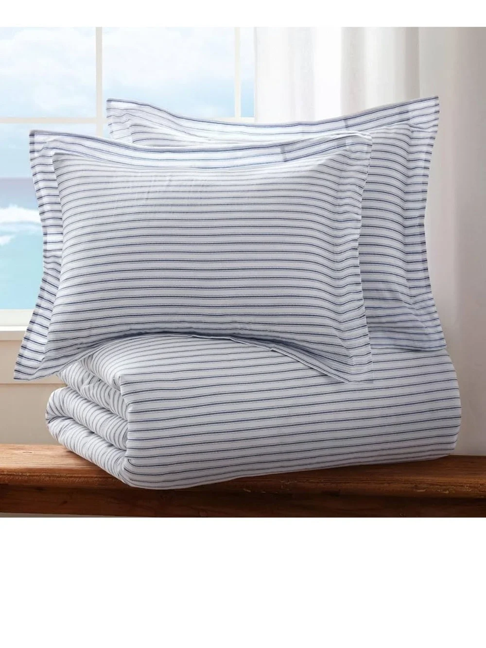 Levtex Home Martha Stripe Blue Reversible Full/Queen Comforter Set
